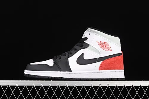 All categories Air Jordan Jordan series basketball shoes Air Jordan 1 Mid Special offer Air Jordan 1 Mid AJ1 Joe 1 black and white black tea Zhongbang basketball shoes 852542-100